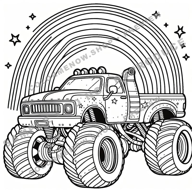 Monster Trucks – Rainbow Rider Trucks Coloring Pages - Sample Page 2