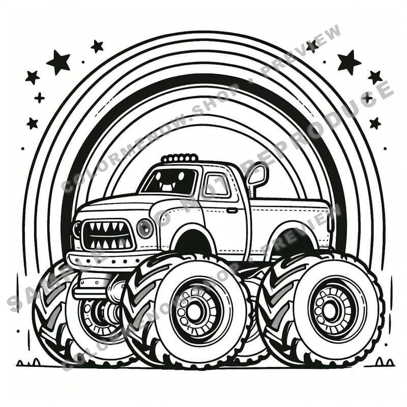 Monster Trucks – Rainbow Rider Trucks Coloring Pages - Sample Page 3