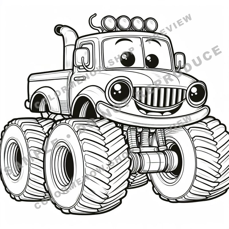 Monster Trucks – Retro Road Crushers Coloring Pages - Sample Page 1