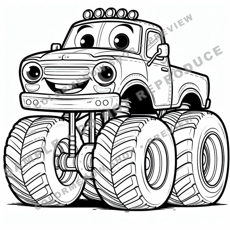 Monster Trucks – Retro Road Crushers Coloring Pages - Sample Page 2