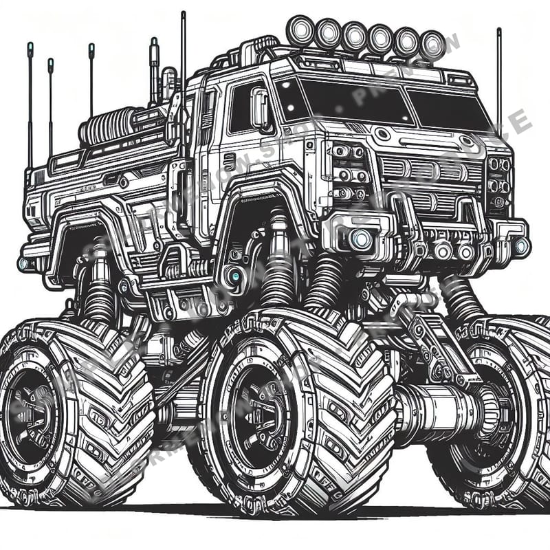 Monster Trucks – Robo Racer Trucks Coloring Pages - Sample Page 1