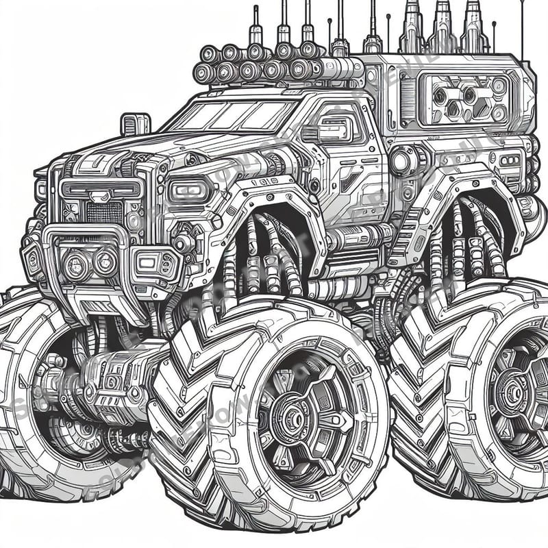 Monster Trucks – Robo Racer Trucks Coloring Pages - Sample Page 2