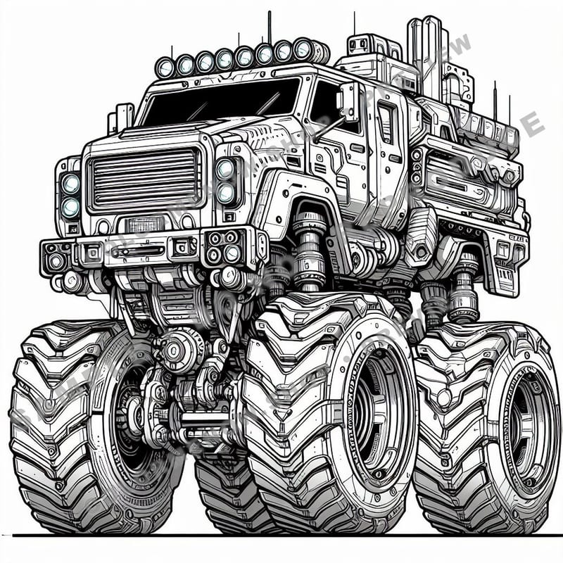 Monster Trucks – Robo Racer Trucks Coloring Pages - Sample Page 3