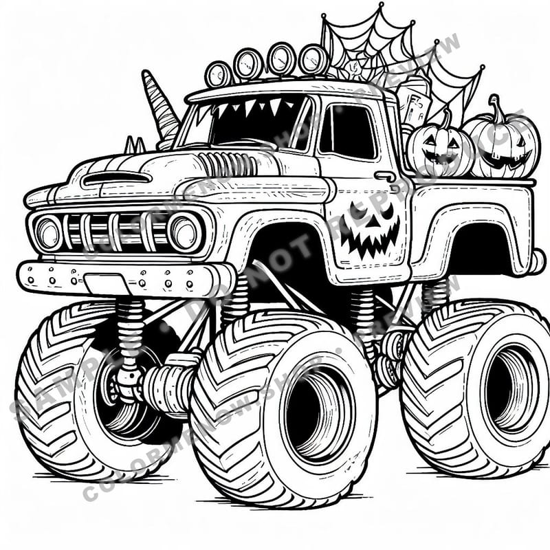 Monster Trucks – Spooky Hauler Trucks Coloring Pages - Sample Page 2