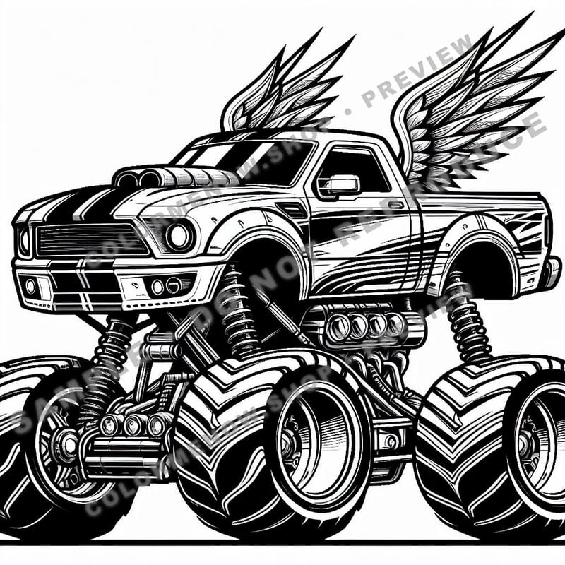 Monster Trucks – Sporty Sprinter Trucks Coloring Pages - Sample Page 1