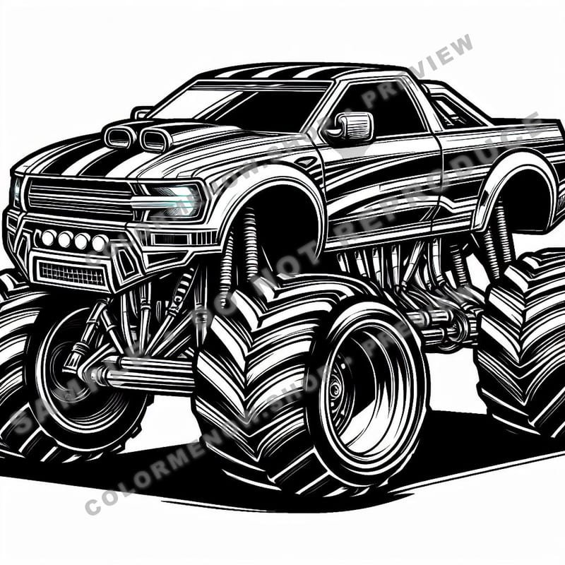 Monster Trucks – Sporty Sprinter Trucks Coloring Pages - Sample Page 2