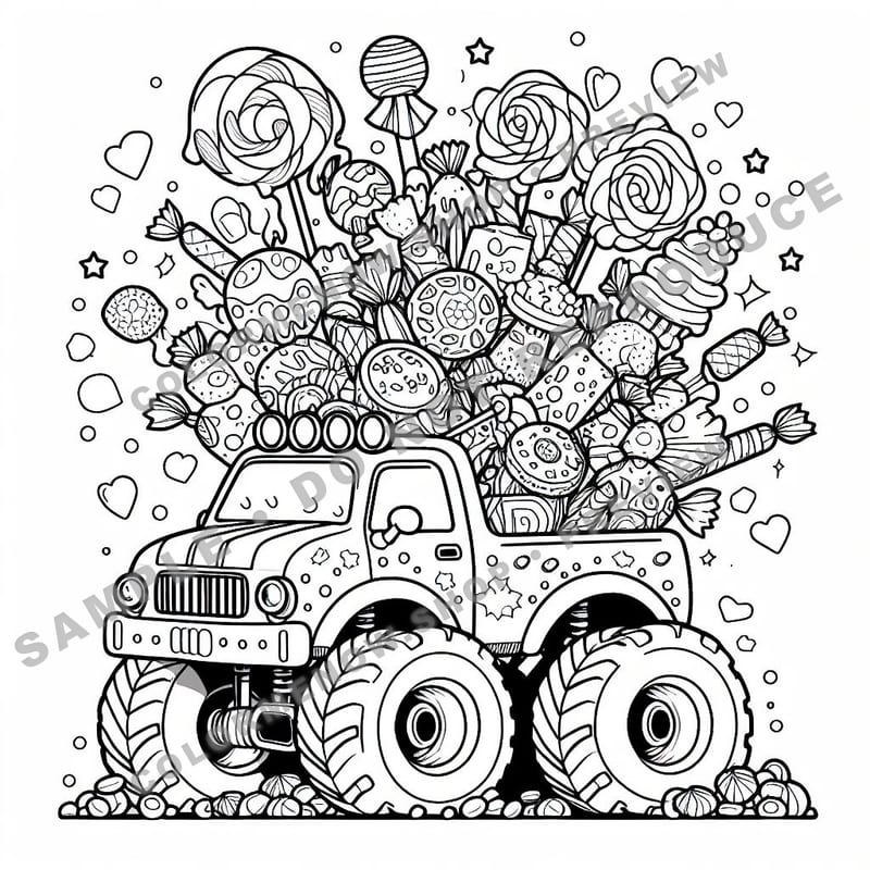 Monster Trucks – Sugar Rush Trucks Coloring Pages - Sample Page 2