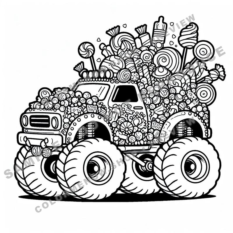 Monster Trucks – Sugar Rush Trucks Coloring Pages - Sample Page 3