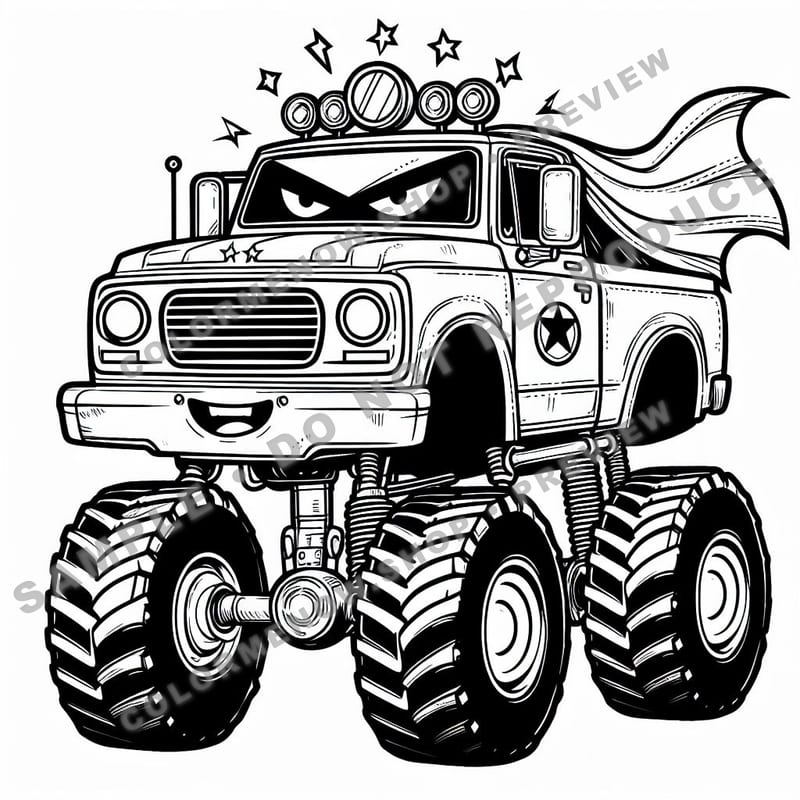 Monster Trucks – Superhero Stomper Trucks Coloring Pages - Sample Page 3