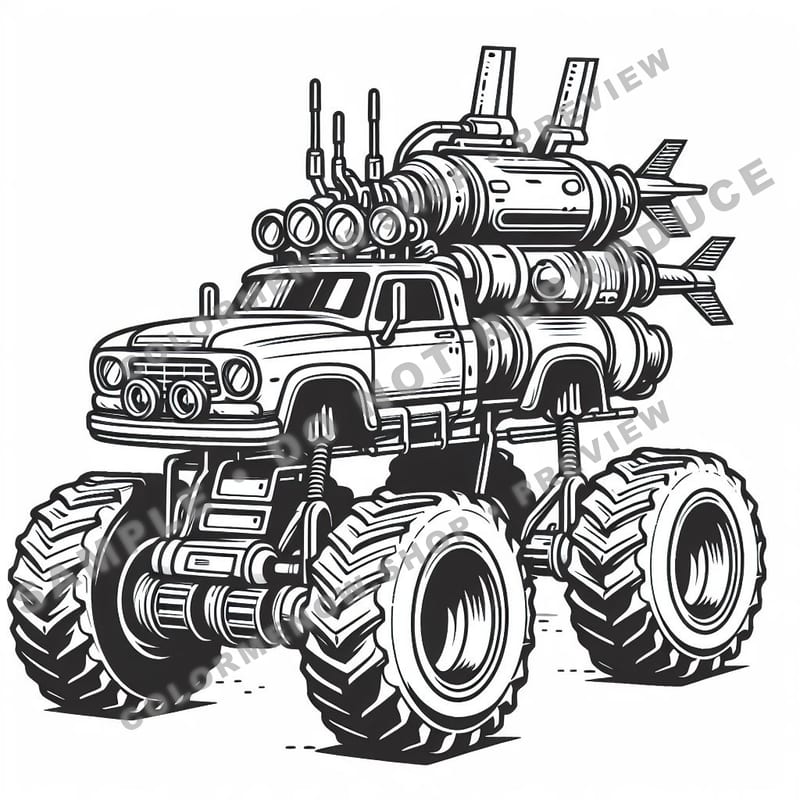 Monster Trucks – Underwater Rumble Trucks Coloring Pages - Sample Page 2