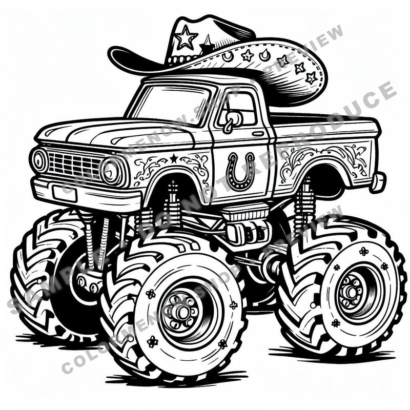 Monster Trucks – Wild West Wrangler Trucks Coloring Pages - Sample Page 2