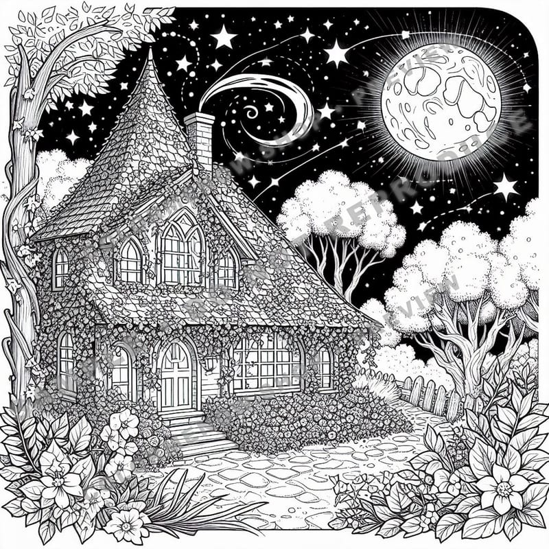 Moonlit Meadows Coloring Pages - Sample Page 2