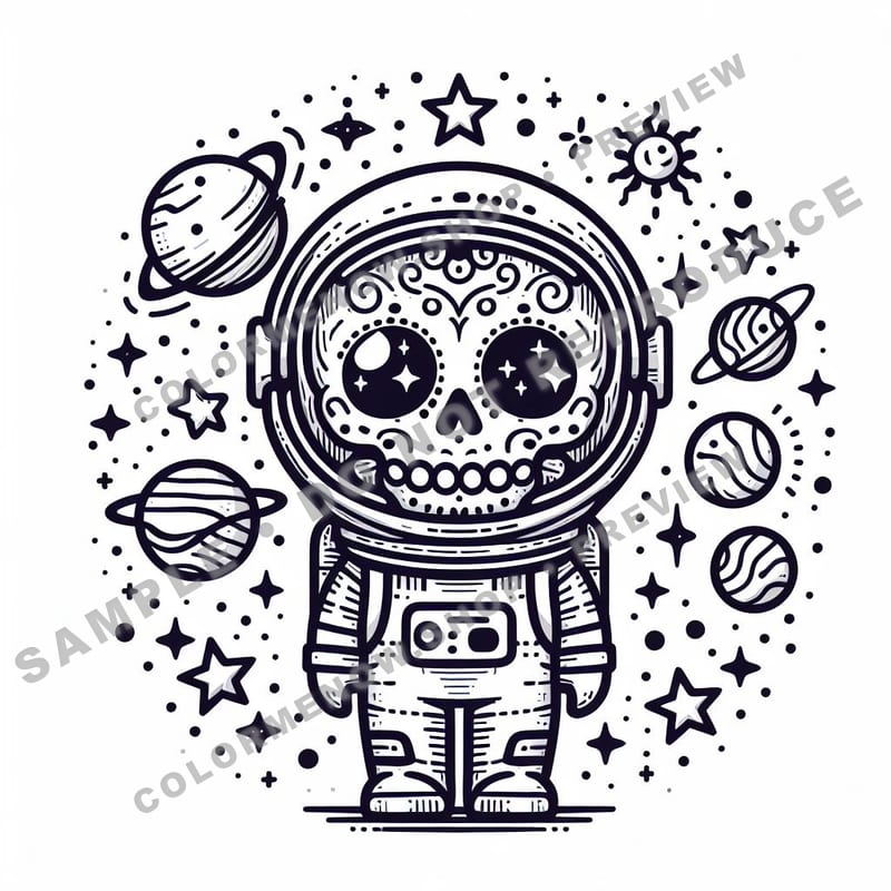 Skull Realms: Celestial Dreams Coloring Pages - Sample Page 2