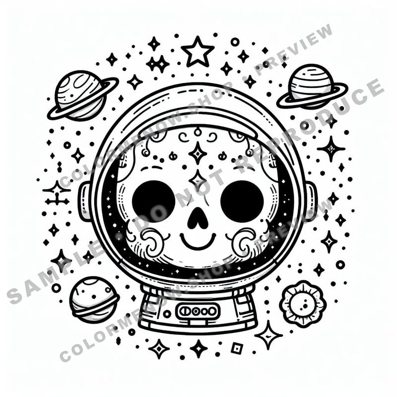 Skull Realms: Celestial Dreams Coloring Pages - Sample Page 3