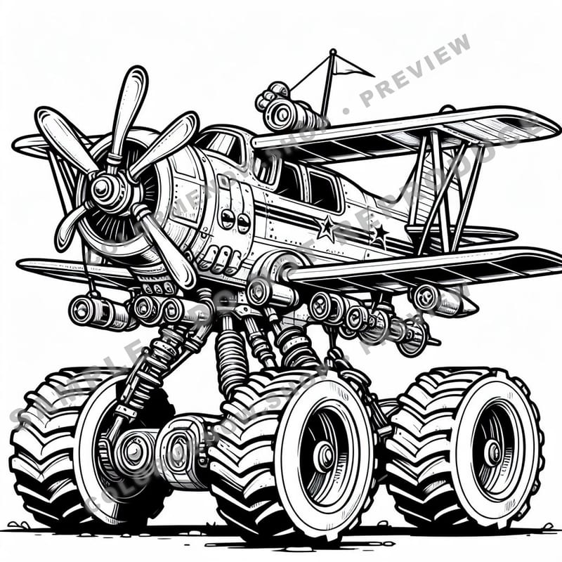 Sky Monster Trucks Coloring Pages - Sample Page 1