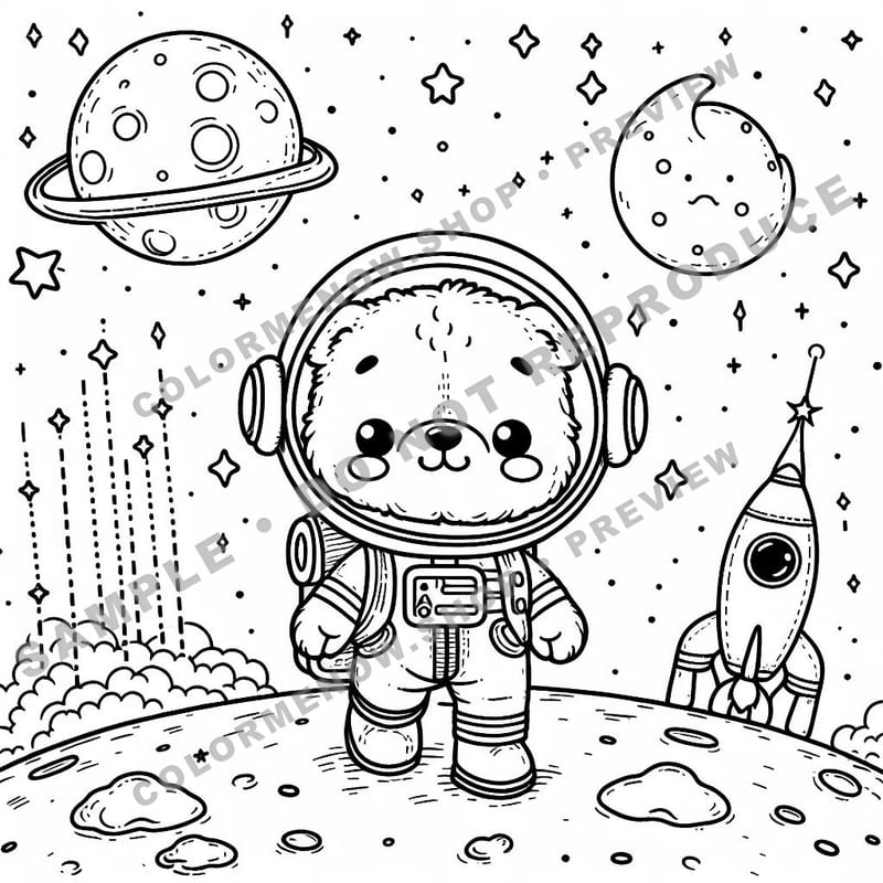 Space Adventures: Astro Adventure Coloring Pages - Sample Page 1