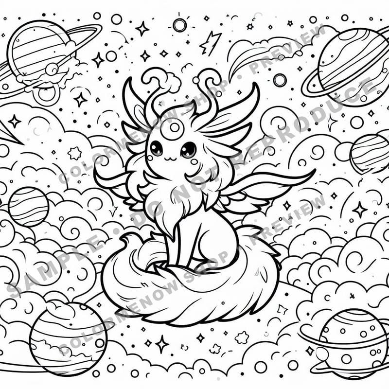 Space Adventures: Cosmic Celebration Scenes Coloring Pages - Sample Page 3