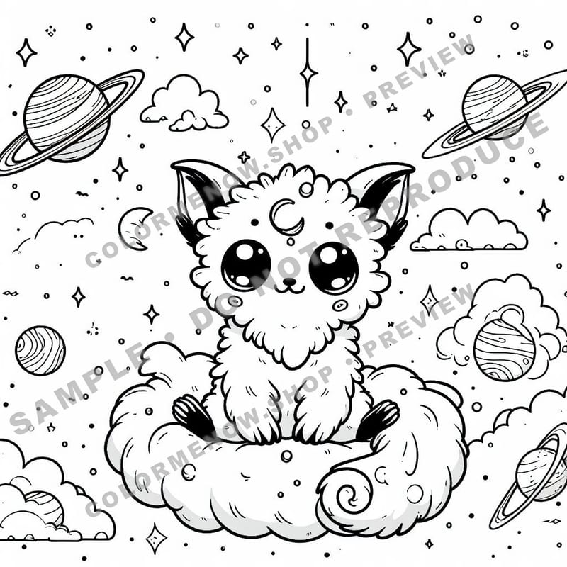 Space Adventures: Galactic Delight Coloring Pages - Sample Page 1