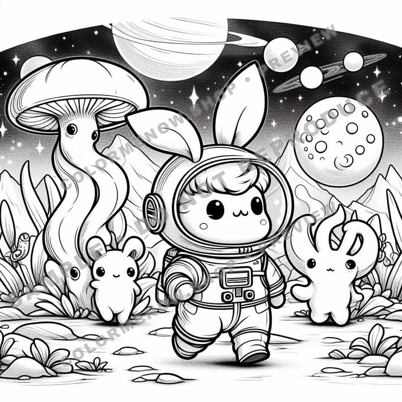 Space Adventures: Interstellar Parade Coloring Pages - Sample Page 2