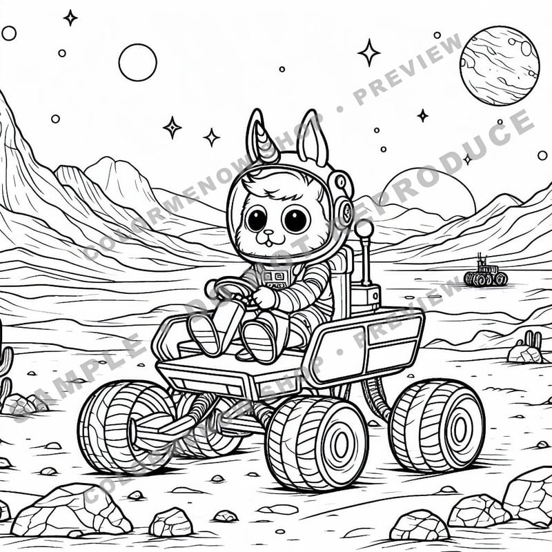 Space Adventures: Mars Rover Mission Coloring Pages - Sample Page 2