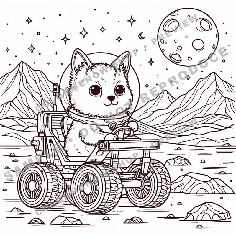 Space Adventures: Mars Rover Mission Coloring Pages - Sample Page 3