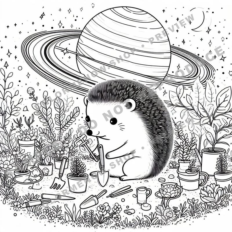 Space Adventures: Saturn’s Garden Coloring Pages - Sample Page 2