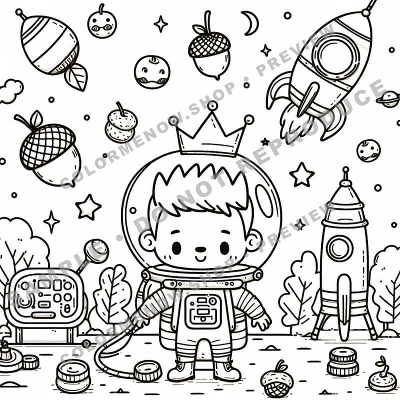 Space Adventures: Space Explorer Tales Coloring Pages - Sample Page 1