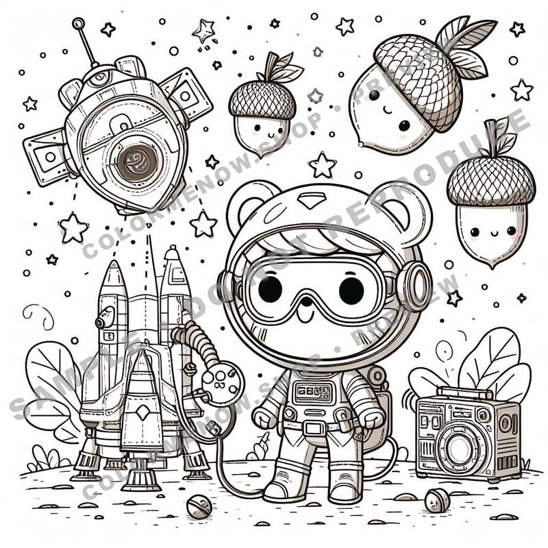 Space Adventures: Space Explorer Tales Coloring Pages - Sample Page 2