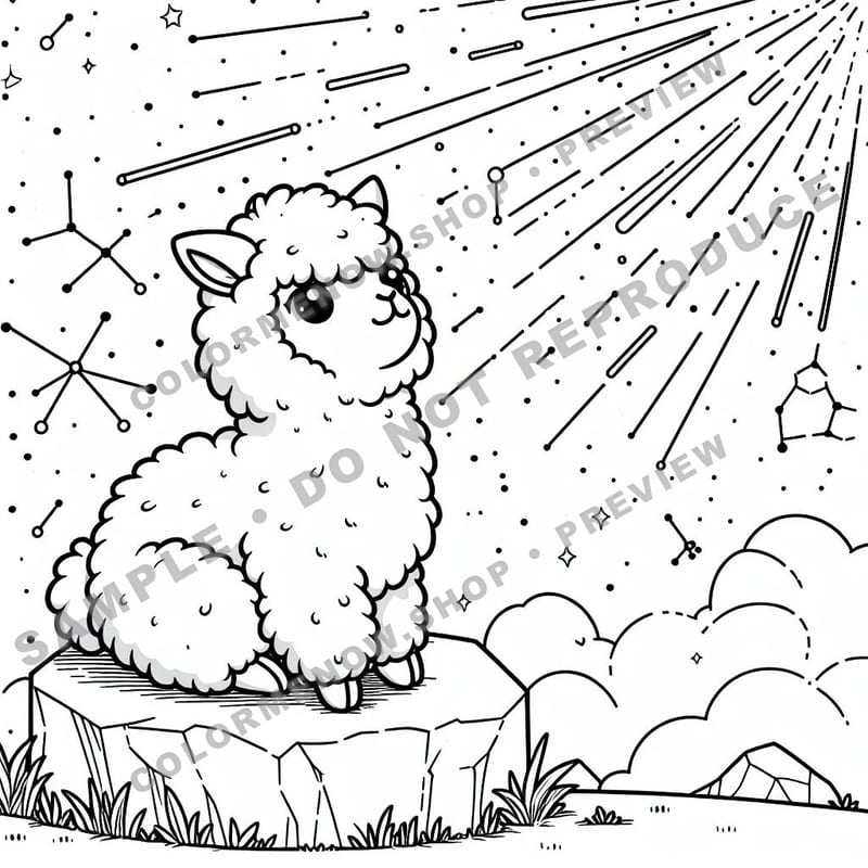 Space Adventures: Starlit Meteor Skies Coloring Pages - Sample Page 1