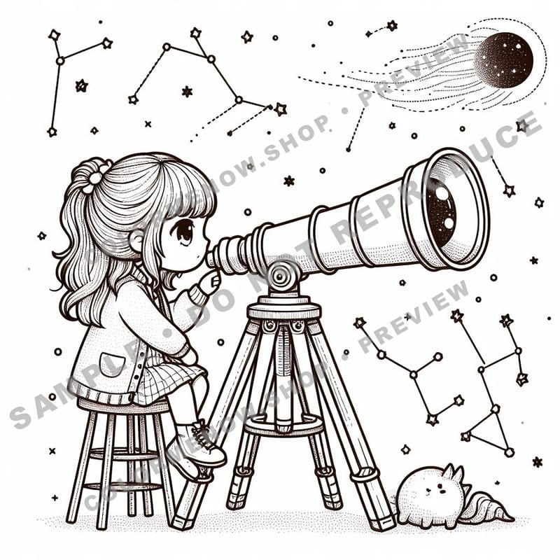 Space Adventures: Stellar Observatory Nights Coloring Pages - Sample Page 2