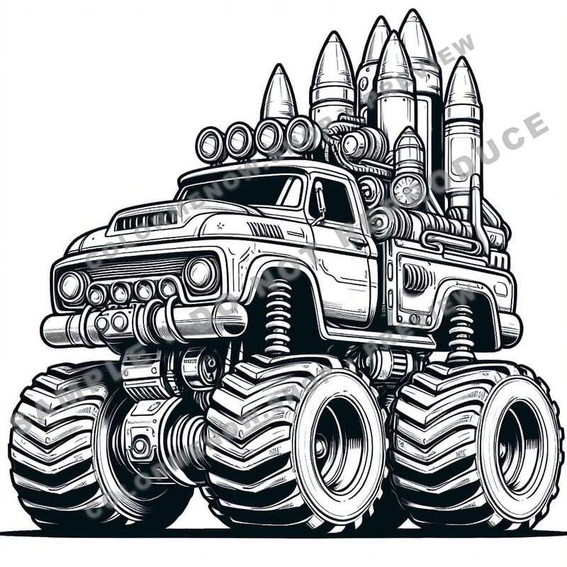 Space Monster Trucks Coloring Pages - Sample Page 1