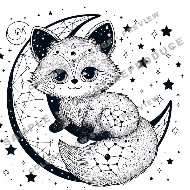 Starry Cat Coloring Pages - Sample Page 2