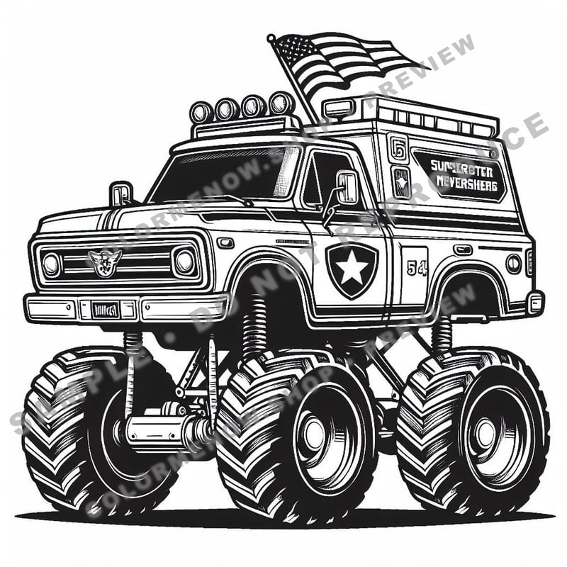Superhero Monster Trucks Coloring Pages - Sample Page 1