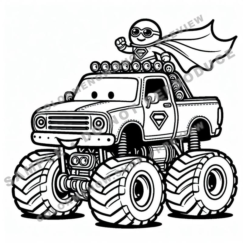 Superhero Monster Trucks Coloring Pages - Sample Page 3
