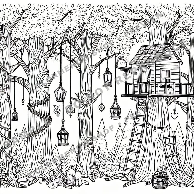 Treehouse Haven Coloring Pages - Sample Page 2