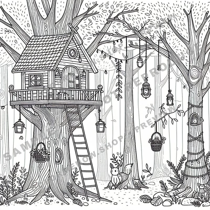 Treehouse Haven Coloring Pages - Sample Page 3