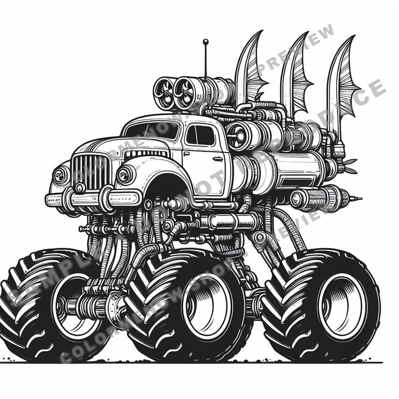 Underwater Monster Trucks Coloring Pages - Sample Page 1