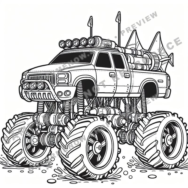 Underwater Monster Trucks Coloring Pages - Sample Page 2