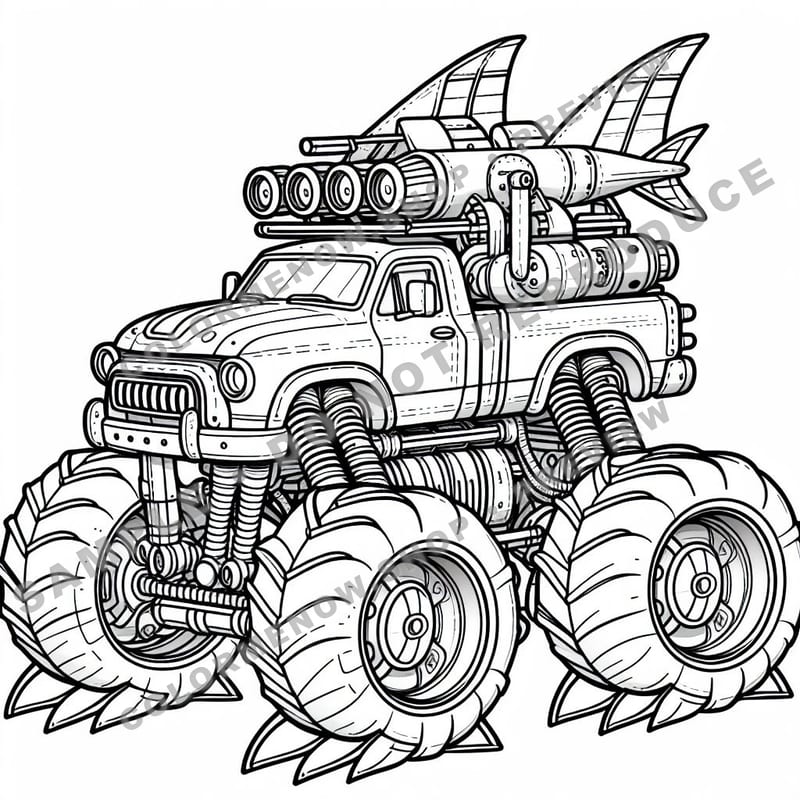 Underwater Monster Trucks Coloring Pages - Sample Page 3