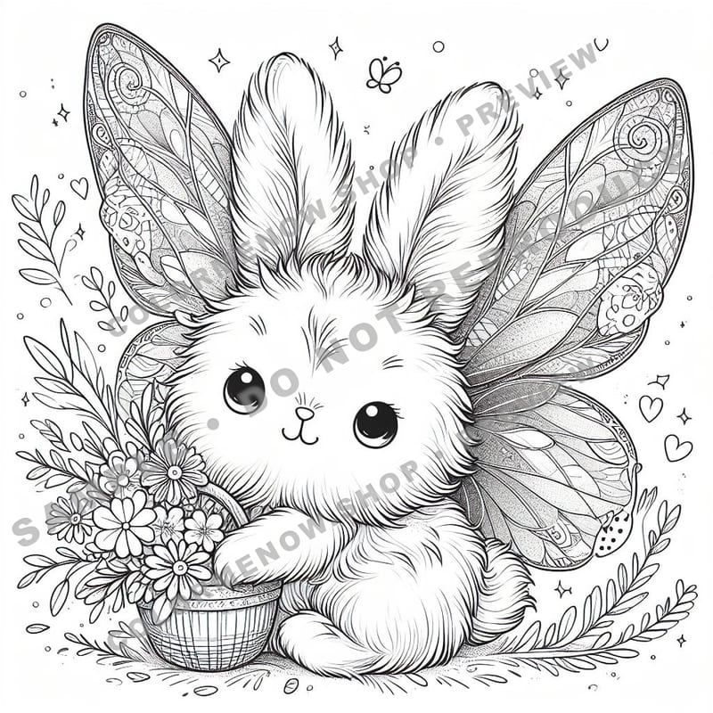 Whimsical Bunny Coloring Pages - Sample Page 2