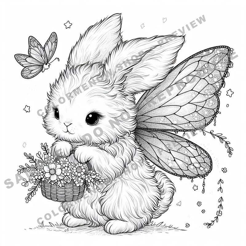 Whimsical Bunny Coloring Pages - Sample Page 3