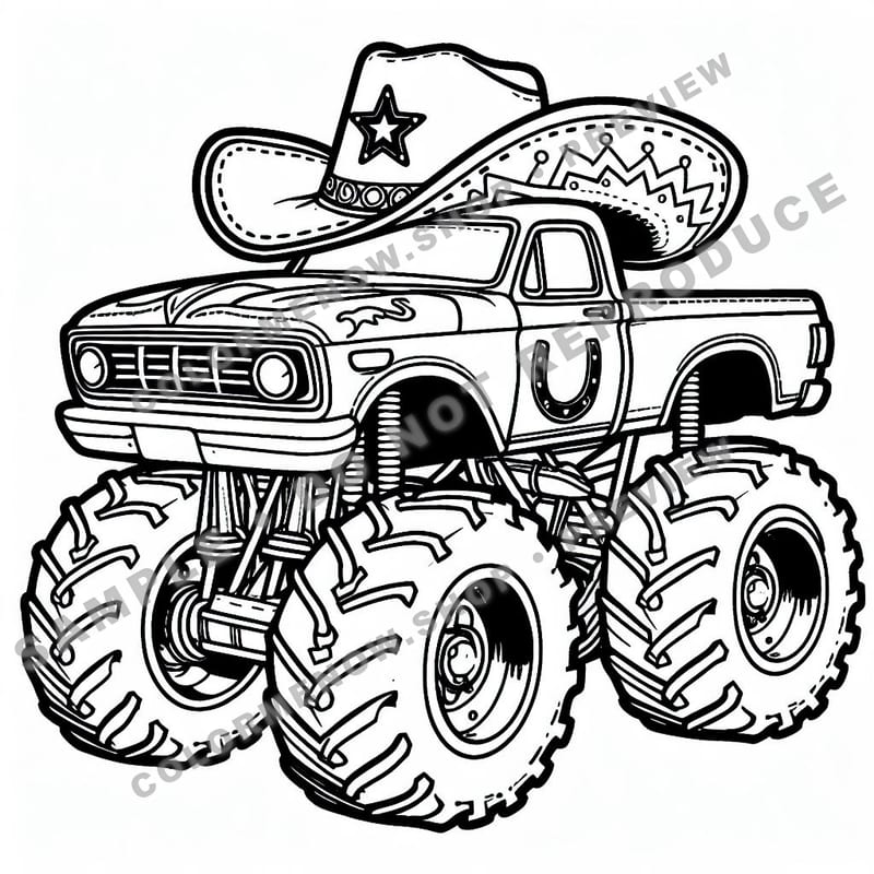 Wild West Monster Trucks Coloring Pages - Sample Page 2